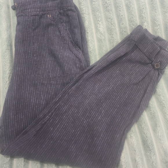 Calvin Klein Dark Blue Striped Linen Pants - Picture 6 of 8